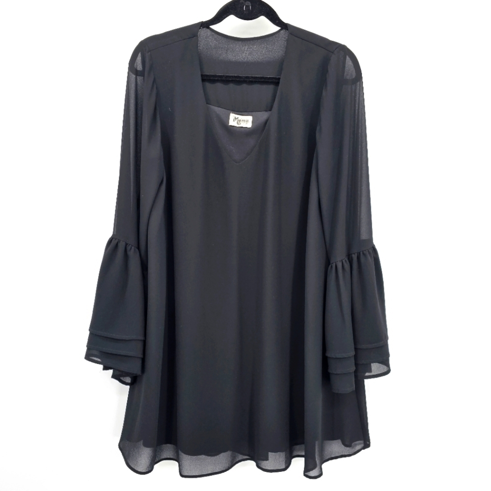Nolita Mini Dress in Black Chiffon Show Me Your Mumu womens size large